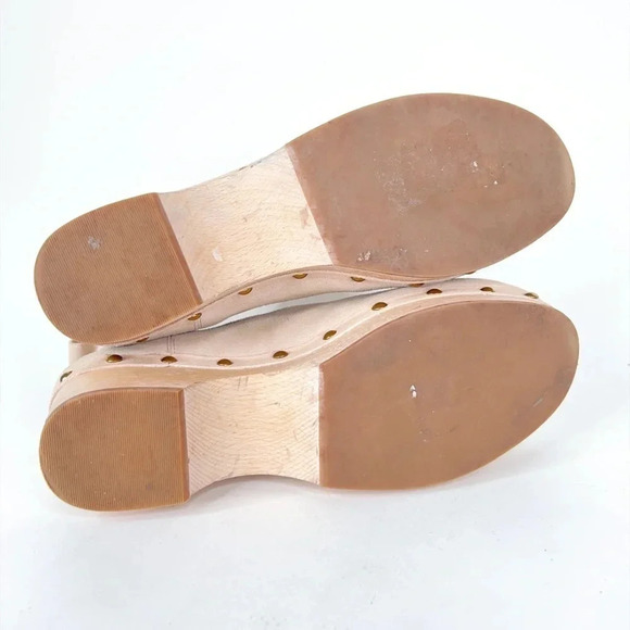 J Crew Clog Boots Leather Suede Faux Fur Lined Bronzed Clay Beige Size 8.5 - Picture 11 of 11